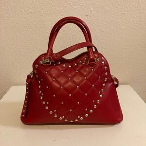 Moschino HOST PICK Red Heart Shaped Studded Shoulder Bag